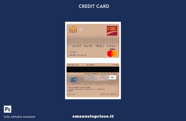 modello di carta di debito mastercard Canada CIBC Bank in stile verificato